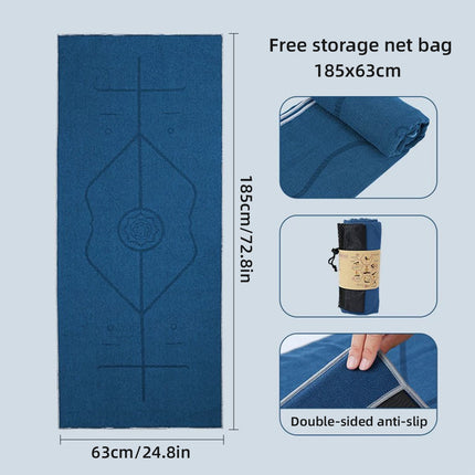 Portable Yoga Blanket with Body Position Line Non Slip Soft for Home Gym Studio