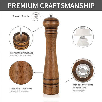 Wooden Pepper Grinder Manual Salt Spice Mill Bottle Household Grinding Tool
