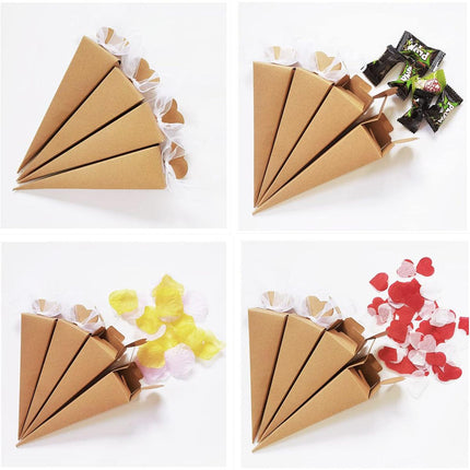 Cone Candy Boxes 50pcs Ice Cream Shape Gift Boxes Party Favour Treat Packaging
