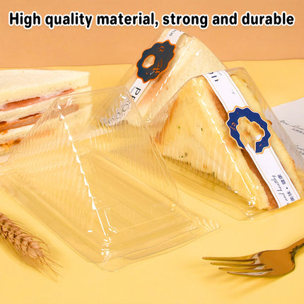 100pcs Transparent Sandwich Packaging Box Plastic Triangle for Baked Snacks