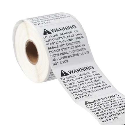 Suffocation Warning Labels Roll 3 Sizes Available Strong Water-Based Adhesive