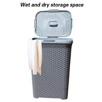 Laundry Basket Plastic Rattan Style Large Capacity Clothes Toy Storage Organizer