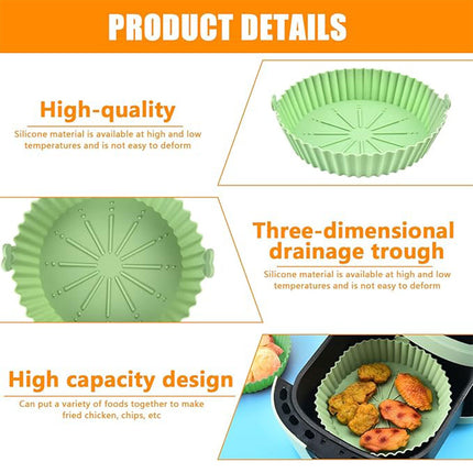 2PCS Silicone Air Fryer Baking Pan Round Household Tray Reusable Non Stick