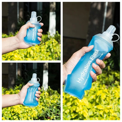 Folding Sports Water Bottle TPU Soft 150ml 250ml 500ml Dust Cap Travel Gym