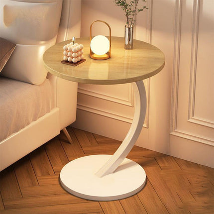 C Shaped Snack Side Table for Sofa Couch Small End Table for Living Room Bedroom