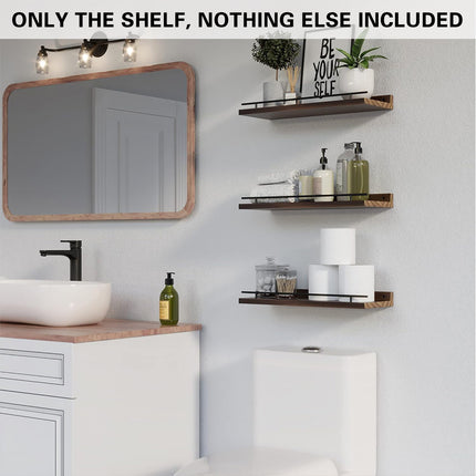 3PCS Wooden Wall Shelves for Bathroom Bedroom Floating Durable For Storage Decor