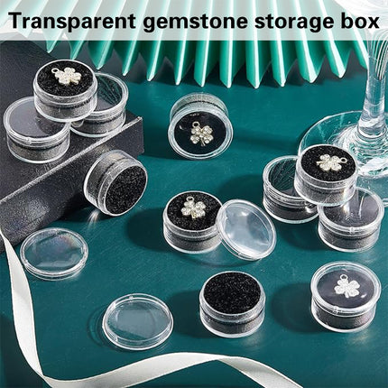 Rotary Cover Transparent Bare Stone Box Jewel Ring Face Diamond Storage Case