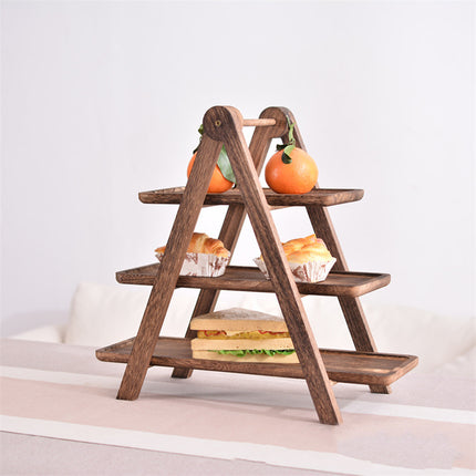 3 Layer Wooden Tray Display Rack Dinner Plate Holder Stand Storage Shelf for Home