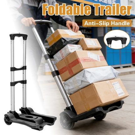 Portable Folding Hand Truck Cart 40kg Adjustable Handle Space Saving Trolley