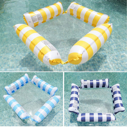 Inflatable Pool Float Lounge Chair Foldable Floating Raft Striped Air Bed