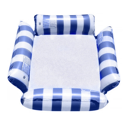Inflatable Pool Float Lounge Chair Foldable Floating Raft Striped Air Bed
