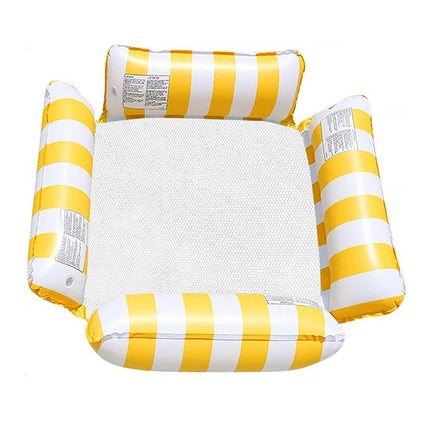Inflatable Pool Float Lounge Chair Foldable Floating Raft Striped Air Bed