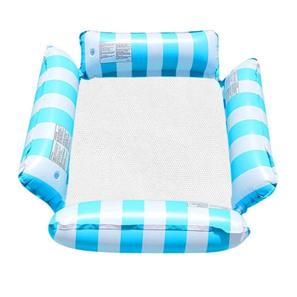 Inflatable Pool Float Lounge Chair Foldable Floating Raft Striped Air Bed