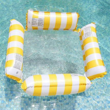 Inflatable Pool Float Lounge Chair Foldable Floating Raft Striped Air Bed
