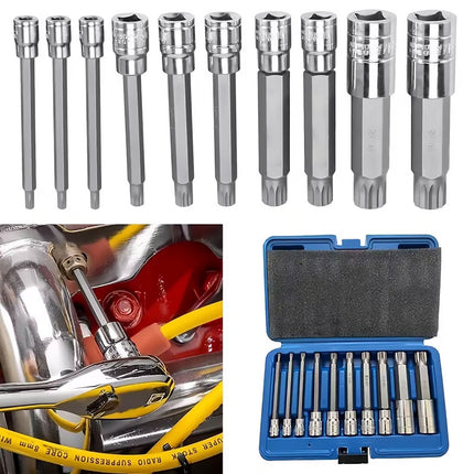 10PCS XZN Triple Square Socket Set 4-18mm Cr-V Steel Blue Case for Garage Repair