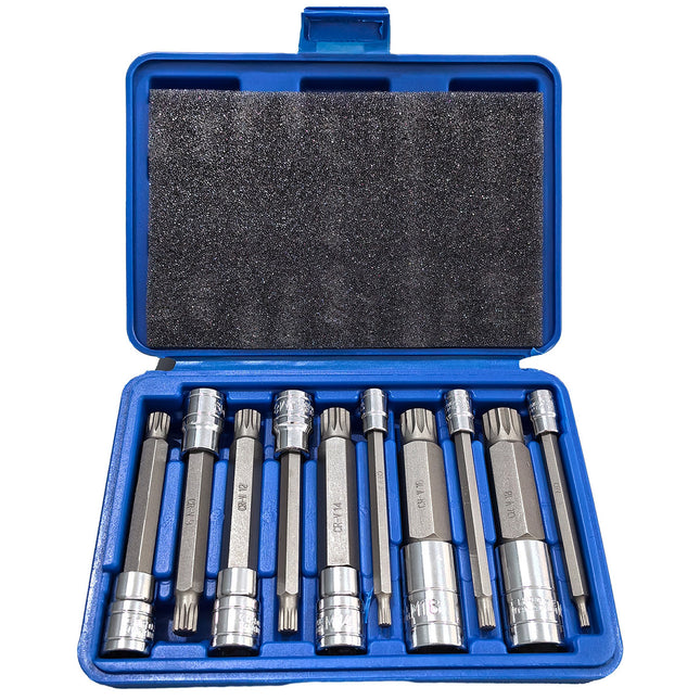 10PCS XZN Triple Square Socket Set 4-18mm Cr-V Steel Blue Case for Garage Repair
