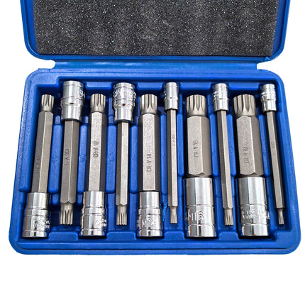 10PCS XZN Triple Square Socket Set 4-18mm Cr-V Steel Blue Case for Garage Repair