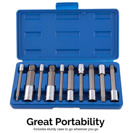 10PCS XZN Triple Square Socket Set 4-18mm Cr-V Steel Blue Case for Garage Repair