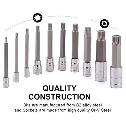 10PCS XZN Triple Square Socket Set 4-18mm Cr-V Steel Blue Case for Garage Repair