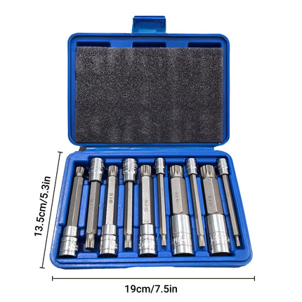 10PCS XZN Triple Square Socket Set 4-18mm Cr-V Steel Blue Case for Garage Repair