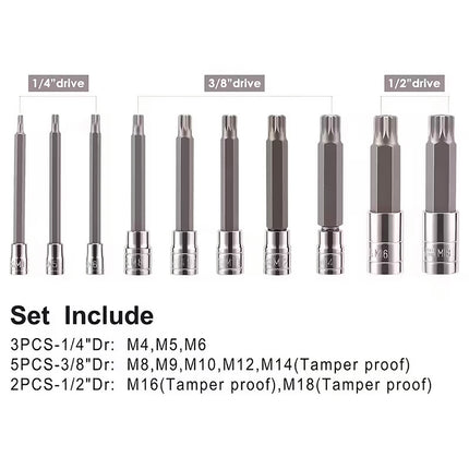 10PCS XZN Triple Square Socket Set 4-18mm Cr-V Steel Blue Case for Garage Repair