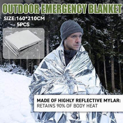 5PCS Outdoor Portable Emergency Thermal Blanket Waterproof Keep Warm Reflection