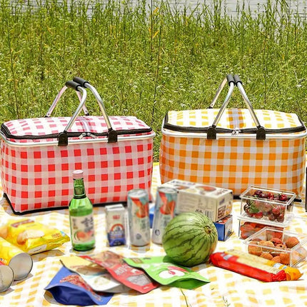 Foldable Picnic Basket Outdoor Camping Carrying Basket Portable Food Storage