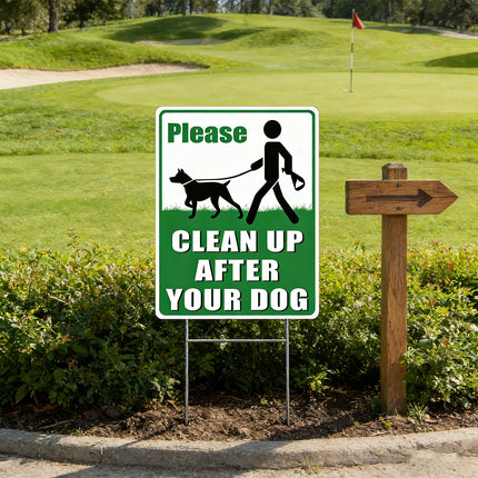 2PCS Clean Up After Your Dog Sign Dog Litter Clean Up Sign 20x30cm Stable Sturdy