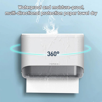 Wall Mounted Paper Dispenser Box Perforation Free Hand Towel Holder for Kitchen