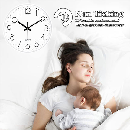 Wall Clock Silent 30cm Round Quartz Hanging Clock for Home Office Living Room