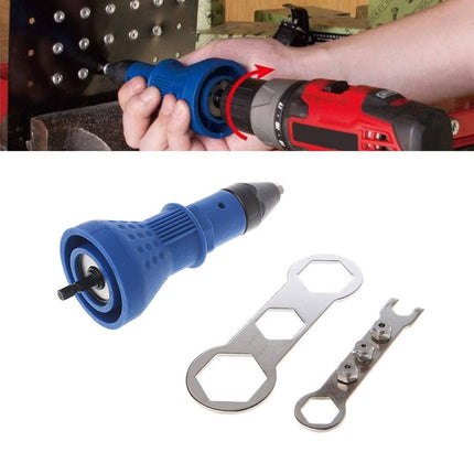 Electric Rivet Gun Set 3pcs Swivel Head Adapter Drill Riveting Tool Heavy Duty