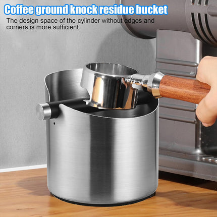 Stainless Steel Coffee Grounds Knock Box Round Tap Bucket for Household Espresso
