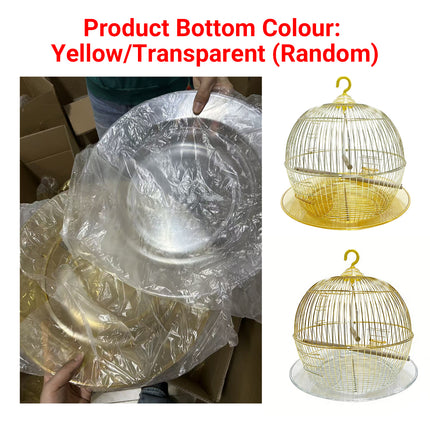 Portable Dome Bird Cage 40cm Iron Wire Hanging Hook Tray for Small Birds