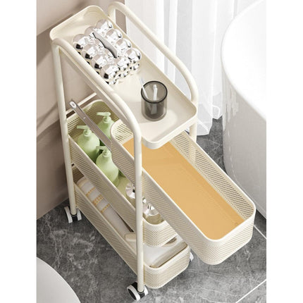Multi Shelf Bathroom Storage Trolley Organizer with Pull Out Drawer Unit Stand