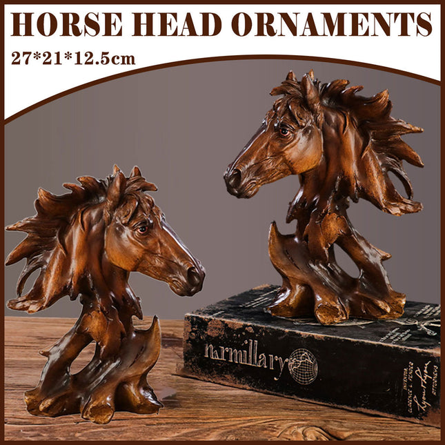 Horse Head Animal Figurine for Office Decoration Realistic Resin Craft for Home