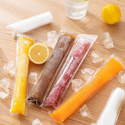 100pcs Disposable Ice Popsicle Bags Clear Plastic Freezer Pop Bags for DIY Snack