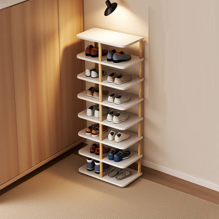 8 Tiers Shoe Rack Wood Vertical Space Saving Narrow Shoe Rack Storage 14 Pairs