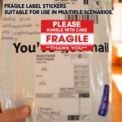Fragile Warning Label Sticker 2 Rolls 1000PCS 2x3in Red for Shipping Packaging