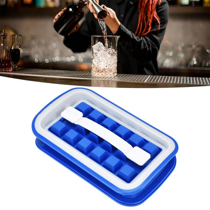 Silicone Ice Cube Tray Box Folding Square Ice Lattice Mold Container For Freezer