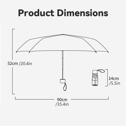 Portable Foldable Umbrella with Zipper Storage Bag Travel Commuter Rain-Proof