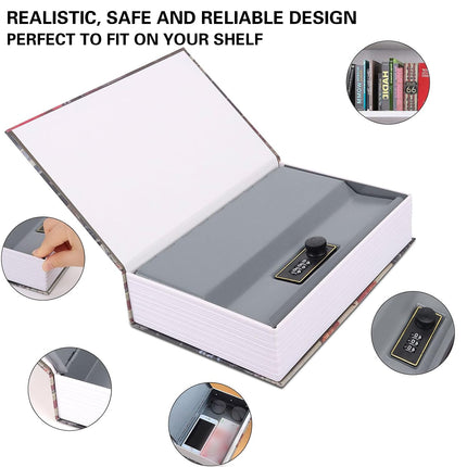 Hidden Book Safe Lock Box for Home and Office Cash Watch Document Storage