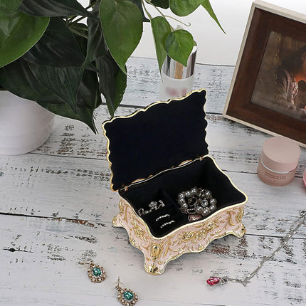 Retro Jewelry Box Trinket Organizer Alloy Crafts Ring Necklace Storage Box