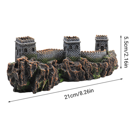 Great Wall aquarium fish tank ornament size dimensions 21cm x 5.5cm resin rock decor