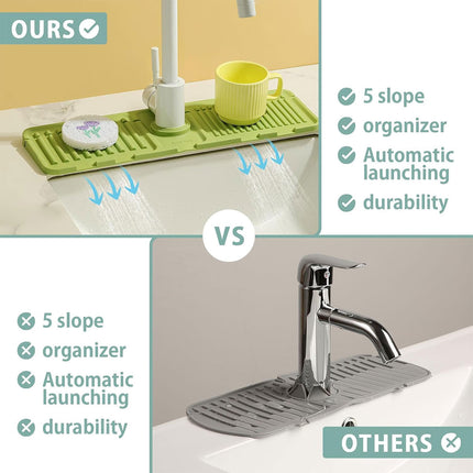 Faucet Draining Pad Narrow Sink Splash Guard Mat for Washbasin Water Catcher