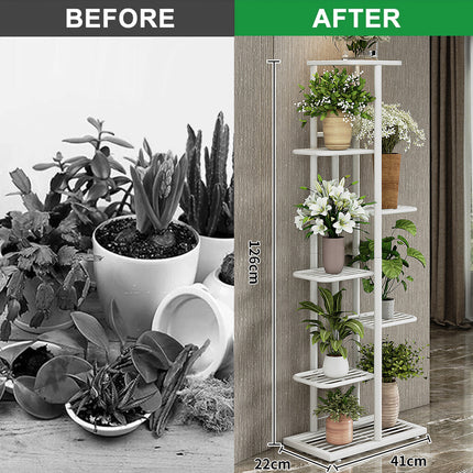 7 Tier Metal Plant Stand Indoor Outdoor Vertical Garden Shelf Rack