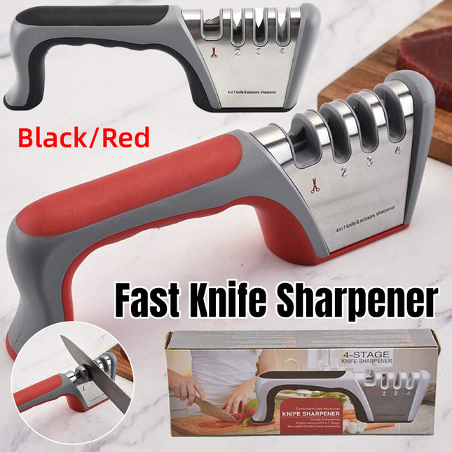 Four Stage Knife Sharpener Multifunction Kitchen Blade Sharpening Tool Quick Use