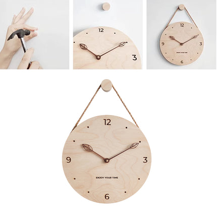 Creative Fashionable Log Wall Clock Natural Wood Colour Silent for Home Decor