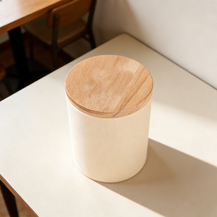 10PCS Round Tea Coffee Bean Packaging Paper Can with Wooden Lids for Storage Use