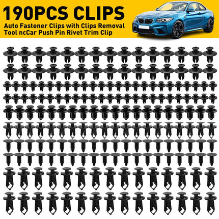 190PCS Plastic Car Fastener 6 Sizes for Auto Body Fender Bumper Trim Accessories