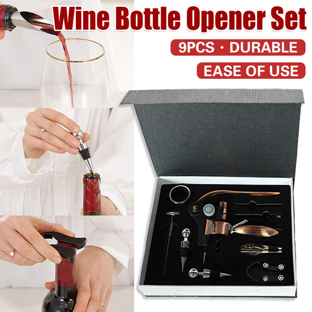 9PCS Wine Bottle Opener Gift Box Set for Home Bar Restaurant Wine Holiday Gift